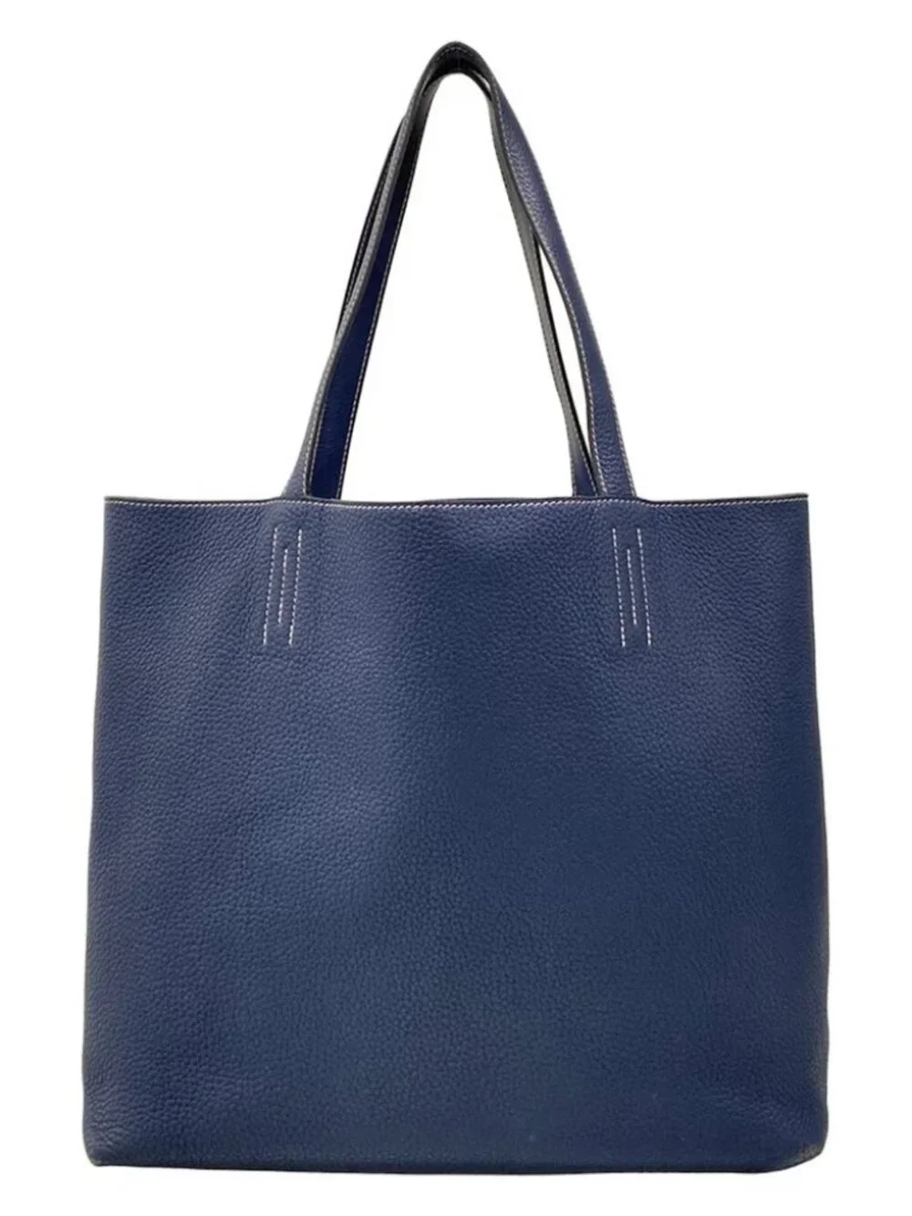HERMES Double Sens 45 Blue Taurillon Clemence Square R Tote Bag